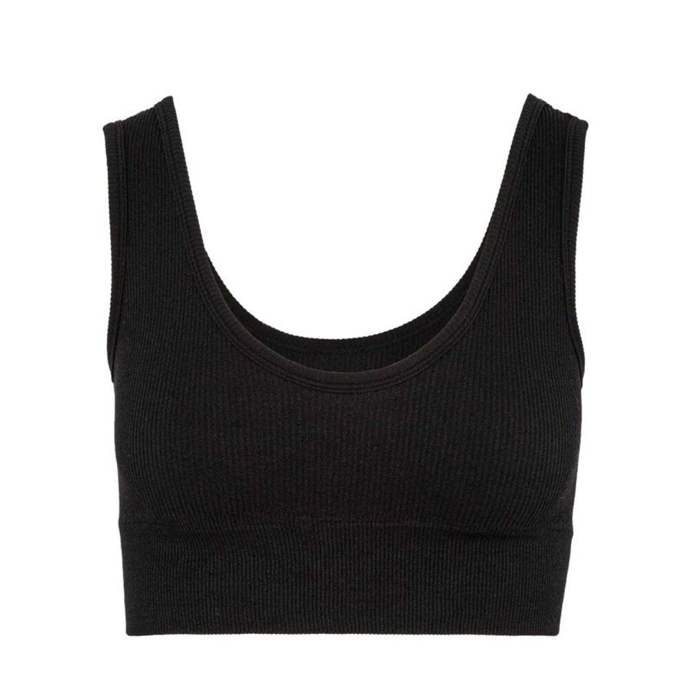 Miso Womens/Ladies Ribbed  Cotton Slim Crop Top / Black